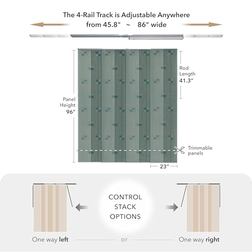 Panel Blinds Room Divider 45.8"-86" x 96", Spring | Woven Fabric Room Divider Panels for Closets and Windows with Adjustable Track and Trim-to-Fit Height - color: Spring