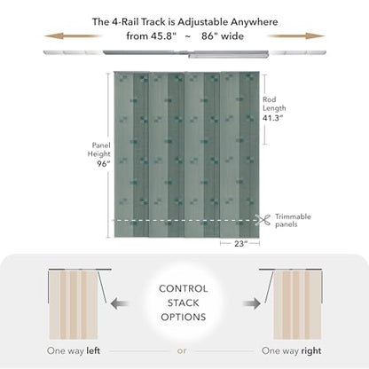 Panel Blinds Room Divider 45.8"-86" x 96", Spring | Woven Fabric Room Divider Panels for Closets and Windows with Adjustable Track and Trim-to-Fit Height - color: Spring