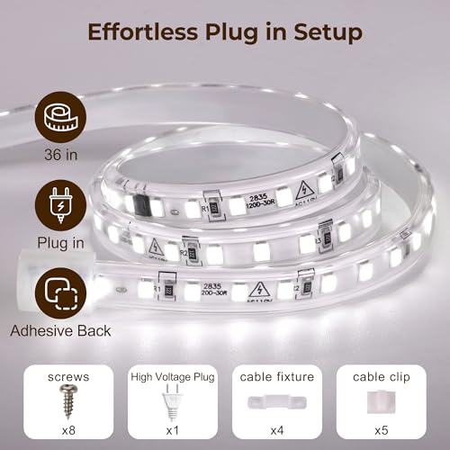 cambk 36inch Plug in Under Cabinet Lighting Strip for Kitchen - size: 36inch