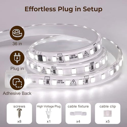 cambk 36inch Plug in Under Cabinet Lighting Strip for Kitchen - size: 36inch