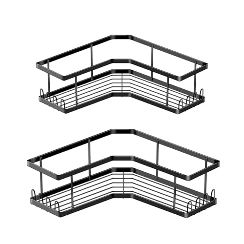 Corner Shower Caddy,Hanging Adhesive Bathroom Shelves, Bathroom Organizers and Storage for Inside Shower, Black Large Capacity Rustproof Shower Accessories for Bathroom & Apartment