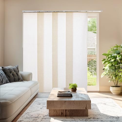 CHICOLOGY Panel Track Blinds, Natural Ivory, 86"x96", Cordless, Patio Door | 4 Fabric Panels, Fits 46–86″ Wide, Wall/Ceiling Mount, Room Divider Ready, Height Trimmable, Child & Pet Safe - color: Country Ivory