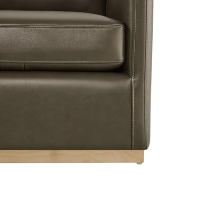 CHITA Genuine Leather Swivel Chair, Wood Frame, Fully Assembled, Mink Brown | Leather Arm Chair with 360° Swivel Solid Wood Base, Mid Century Modern Living Room Chair, 33"Dx30"Wx33"H, 300 Lb Capacity - color: Mink Brown