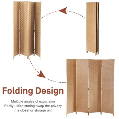 Room Dividers Folding Screens Privacy Screen Room Panel 4 Panel Partition Wall Tall Room Divider for Living Room Bedroom Study Portable Room Seperating Home Furniture Wall Dividers, Natural - color: Natural