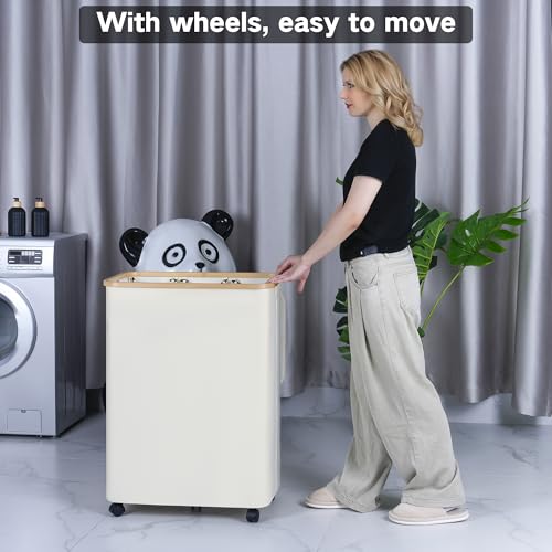 IEGrow Laundry Hamper with Lid,160L Laundry Basket with 3 Mesh Bags,Black | Dirty Clothes Hamper Basket with Bamboo Handle for Clothes Towels - color: Black, size: 160L