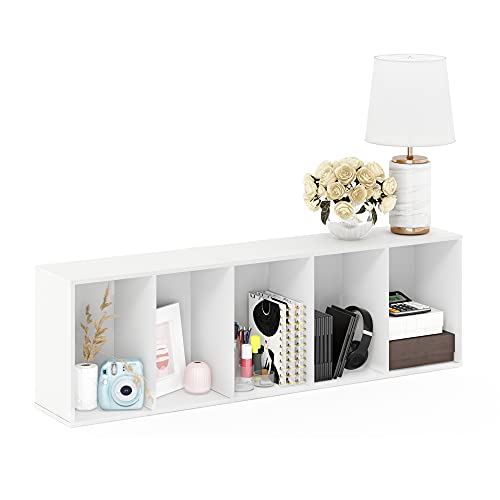 Furinno LUDER Book Shelf, 5-Tier Bookshelf, Bookcase with Open Shelves, 9.4 x 15.8 x 52, Easy Assembly, for Living Room, Bedroom, Home Office, White - color: White, size: 5-Tier