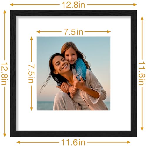 Vittanly 12x12 Picture Frames Set of 4, for Wall Mounting Display, Black | Display Pictures 8x8 with Mat or 12x12 without Mat, Square Gallery Wall Frame Set, Engineered Wood with Resistant Plexiglass - color: Black, size: 12x12