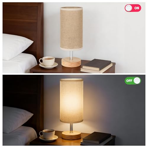 Bedside Table Lamps, Table Lamp for Bedroom, Lamps for Night Stands with Linen Lampshades, Small Table Lamp for Living Room, Office (Bulb Excluded) (Brown) - color: Brown