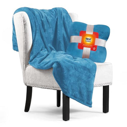 Heat Holders Fleece Throw Blanket for Couch - 300GSM Plush Super Soft Throw Blanket for Bed, Sofa, car & travel - Extra Large Cozy Blankets , Warm Thick Fuzzy, All Season - color: Teal