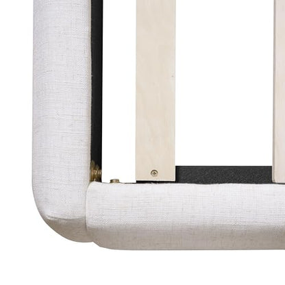 Christopher Knight Home Deft Wooden King Bed Frame and Headboard, Luxurious Upholstered King Size Bed Frame with Linen Fabric Pillow-Back Headboard, Modern Design Bed Set, Easy Assembly, Beige - size: King Size