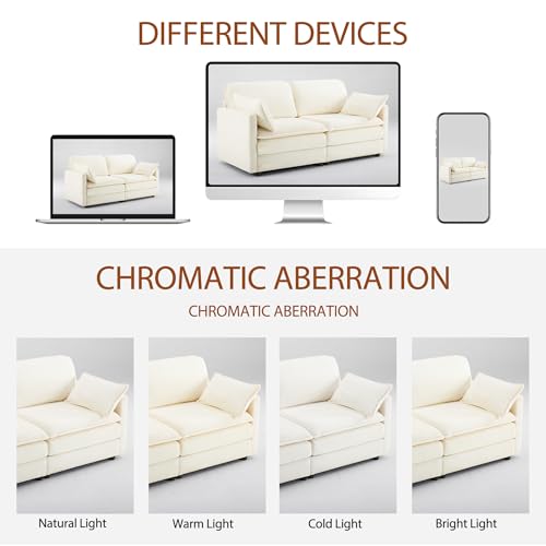 69.3" Plush Cloud Loveseat Sofa, Modular 2-Seater Sectional Couch, 22" Chenille Cushions & 2 Pillows, Corduroy Upholstered Sofa for Living Room Bedroom Apartment, Beige