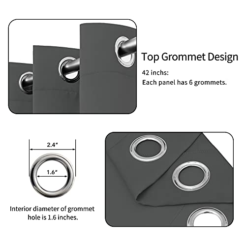 Easy-Going Thermal Grommet Blackout Curtains, 2 Panels 42x63 in, Grey | Washable Grommet Top Window Drapes for Bedroom and Living Room, Noise Reduction, Room Darkening - color: Grey, size: 42"W x 63"L (Pack of 2)