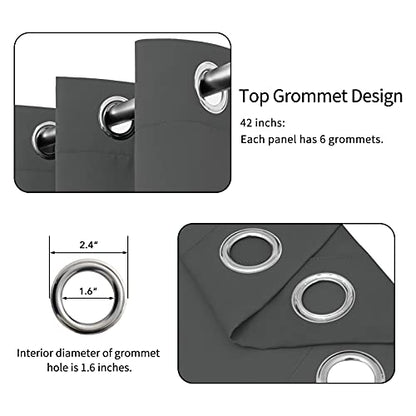 Easy-Going Thermal Grommet Blackout Curtains, 2 Panels 42x63 in, Grey | Washable Grommet Top Window Drapes for Bedroom and Living Room, Noise Reduction, Room Darkening - color: Grey, size: 42"W x 63"L (Pack of 2)