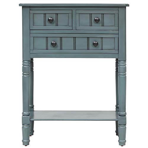 Knocbel Narrow Console Table with 3 Storage Drawers and Bottom Shelf, Entryway Hallway Foyer Slim Sofa Table for Small Spaces, Easy Assembly (Navy) - color: Navy