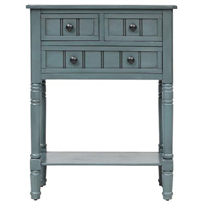 Knocbel Narrow Console Table with 3 Storage Drawers and Bottom Shelf, Entryway Hallway Foyer Slim Sofa Table for Small Spaces, Easy Assembly (Navy) - color: Navy