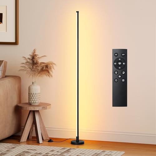 Corner Lamp, Minimalist Floor Lamp, Black, 56.7in, 1 Pack | Remote Control, Dimmable Corner Light, For Living Room, Bedroom, Home Office, 7 Color Temperature 3000K-6000K - color: black-56.7in, size: 1 pack