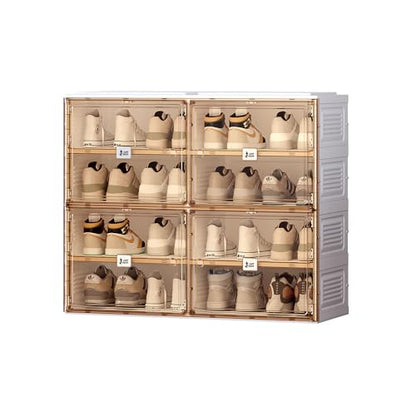 ANTBOX Portable Shoe Rack Organizer for Closet Entryway, Stackable Sneaker Storage Shoe Cabinet with Magnetic Clear Door, Large Plastic Storage containers Bins with Lids 4 Tiers 16 Pairs - size: 4 Tiers 16 Pairs