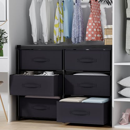 GcdPai Dresser with 6 Fabric Drawer(16cm Height) Leather Desktop Sturdy Metal Plastic Support Tube Cube Storage Cabinet for Bedroom Organization Dorm Front Hall Entryway - size: 6 Drawers Leather Top