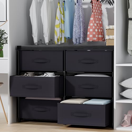 GcdPai Dresser with 6 Fabric Drawer(16cm Height) Leather Desktop Sturdy Metal Plastic Support Tube Cube Storage Cabinet for Bedroom Organization Dorm Front Hall Entryway - size: 6 Drawers Leather Top