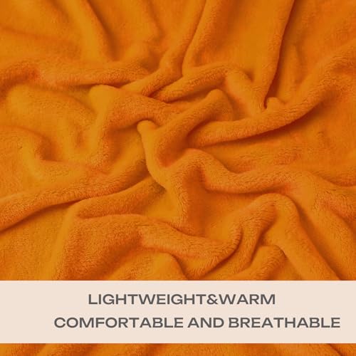 Burnt Orange Fleece Plush Throw Blanket 50"x60"for Couch Fuzzy Cozy Flannel | Super Soft Lightweight Microfiber Blanket for Sofa Bed bedroom Home Decor All Season,Birthday Gifts for Women Mom Adult - color: Orange, size: Throw(50"×60")