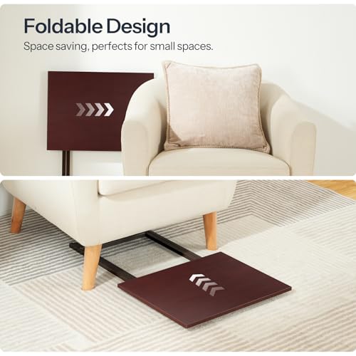 HOOBRO Folding TV Tray Tables, Set of 2 Side Table for Small Space, Industrial Snack Tables for Eating at Couch, Stable Metal Frame, Easy Assembly, Space Saving, Brown BR25BZ01 - color: Brown