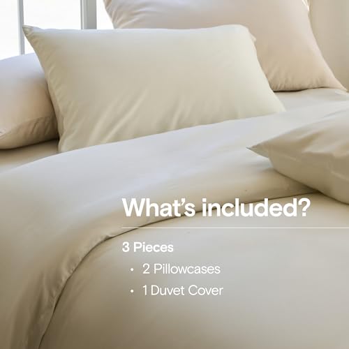 DOZ Duvet Cover Set, 100% Viscose derived from Bamboo, Organically Grown, Buttery Soft, Cooling Duvet Covers, High GSM, 1 Duvet Cover and 2 Pillowcases, 90"x90" (Ivory, Full/Queen) - color: Ivory, size: Full/Queen