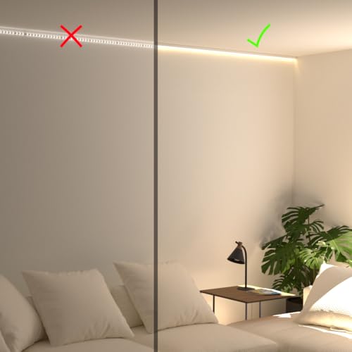 The 8.2FT/2.5M Modular Channel Assembly Kit for The Concealment of LED Strip Lighting Surface Mounted Cove Light Baseboard Uplight Wall Washer Lighting Decor - size: Covers 8 ft