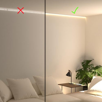 The 8.2FT/2.5M Modular Channel Assembly Kit for The Concealment of LED Strip Lighting Surface Mounted Cove Light Baseboard Uplight Wall Washer Lighting Decor - size: Covers 8 ft