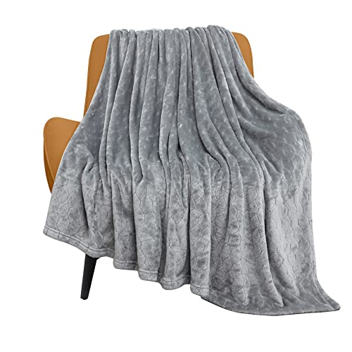 Fleece Blanket Super Soft Cozy Throw Blanket 50" x 60", Lightweight Fuzzy Comfy Textured Flannel Blanket Warm Plush Throw Blankets for Couch, Sofa, Bed, Light Grey - color: Light Grey, size: Throw-50" x 60"
