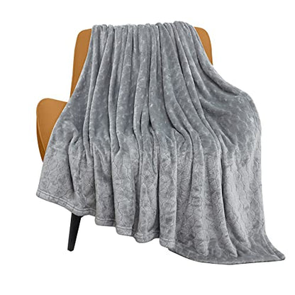 Fleece Blanket Super Soft Cozy Throw Blanket 50" x 60", Lightweight Fuzzy Comfy Textured Flannel Blanket Warm Plush Throw Blankets for Couch, Sofa, Bed, Light Grey - color: Light Grey, size: Throw-50" x 60"