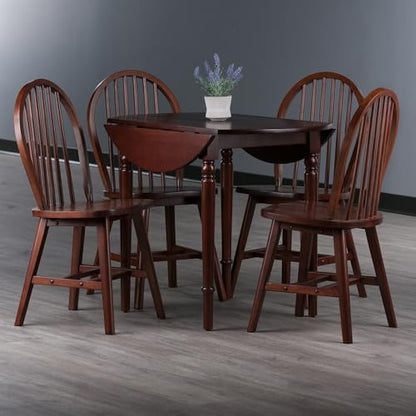 Winsome Sorella 5-pc Set Round Drop Leaf Table, Walnut - color: Walnut, size: Table + 4 Chairs
