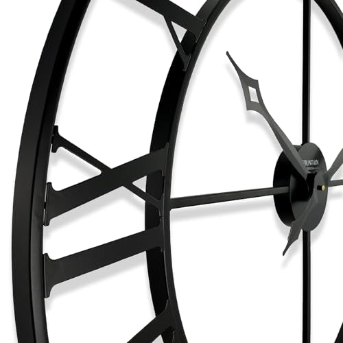 30 Inch Wall Clocks for Living Room Decor,Roman Numeral | Durable Black Metal,Battery Operated,Oversized Large Wall Clock for Dinning Room,Entryway & Home Office - size: 30 Inch