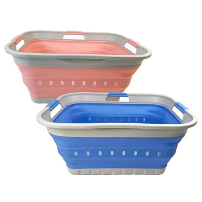 SAMMART 42L (11 gallon) Collapsible Plastic Laundry Basket - Foldable Pop Up Storage Container/Organizer - Portable Basket - Space Saving Hamper/Basket (2, Little Boy Blue+Quartz Pink) - color: Little Boy Blue+Quartz Pink