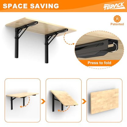 TORACK Heavy Duty Wall Mounted Folding Workbench, Space-Saving Collapsible Wall Table/Desk for Garage Workshop, Holds Up to 550 lbs(Board Size: 47.25 x 22.75 in) - size: 47.25x22.75 inch