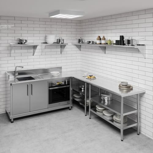 AmGood 12 in. x 96 in. Stainless Steel Wall Shelf | NSF | Metal Shelving | Garage, Laundry, Storage, Utility Room | Restaurant, Commercial Kitchen - size: 12 in. x 96 in.