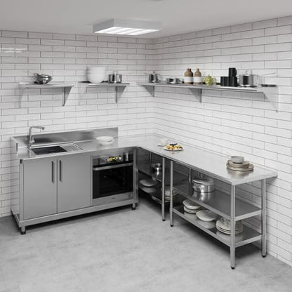 AmGood 12 in. x 96 in. Stainless Steel Wall Shelf | NSF | Metal Shelving | Garage, Laundry, Storage, Utility Room | Restaurant, Commercial Kitchen - size: 12 in. x 96 in.