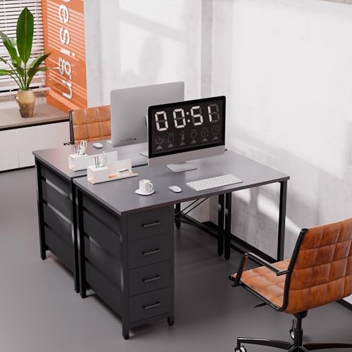 Pamray 32 Inch Computer Desk with 4 Drawers Small Office Desk for Home Bedroom Study Writing Simple Modern Computer Table Grey - color: Grey