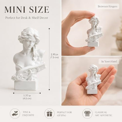 Resin Bust Statue 2.95 Inch Plaster Figurines Mini Home Decoration Sculpture White for Art Hobbyist-Artemis, Home Decoration - size: Artemis