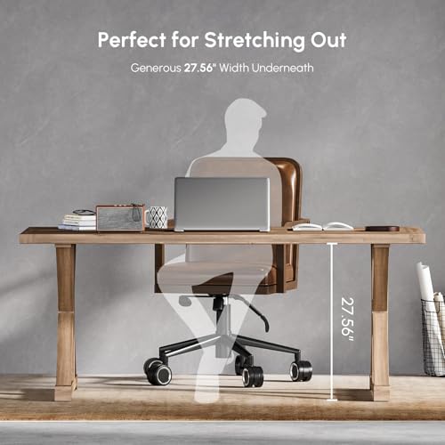 homary 70.9" Solid Wood Executive Desk, Rustic Farmhouse Home Office Desk with X-Trestle Base, Large Writing & Computer Table for Home Office, Study or Dining Space - size: 70.9"L x 31.5"W x 29.5"H