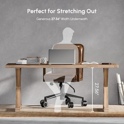 homary 70.9" Solid Wood Executive Desk, Rustic Farmhouse Home Office Desk with X-Trestle Base, Large Writing & Computer Table for Home Office, Study or Dining Space - size: 70.9"L x 31.5"W x 29.5"H