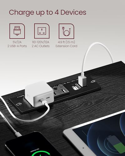VASAGLE Nightstand with Charging Station, 3 Drawers | Bedside Table, 2 AC Outlets, 2 USB Ports, 15.8 x 13.8 x 23.2 Inches, Ebony Black, KAILYN Collection ULET631B58 - color: Ebony Black, size: 1 PACK, style: 3 Drawer