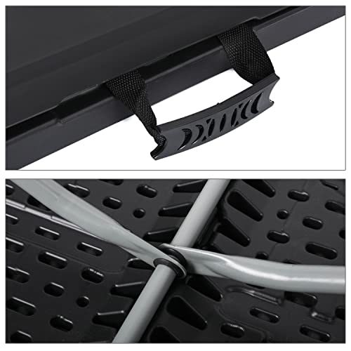 4Ft Folding Card Table, Picnic Cookout Table with Handle, Black | Outdoor, Foldable, Small Portable Plastic, Dining Picnic Cookout, w/Handle