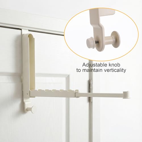 2 Pack Foldable Over The Door Drying Rack, Heavy Duty Door Hanger with Retractable Rod, Space Saving Laundry Towel Clothes Rack for Bathroom Bedroom