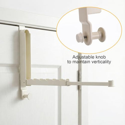 2 Pack Foldable Over The Door Drying Rack, Heavy Duty Door Hanger with Retractable Rod, Space Saving Laundry Towel Clothes Rack for Bathroom Bedroom