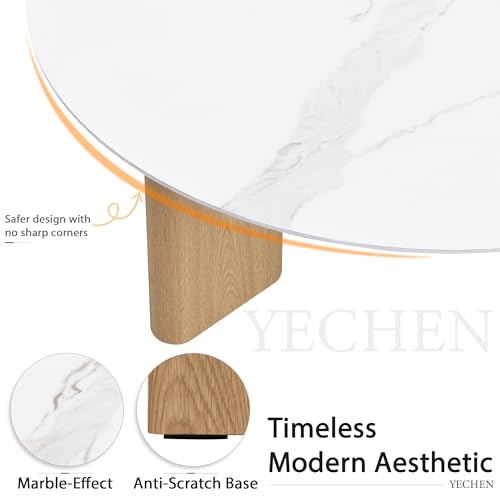 Nesting Coffee Table Set of 2, Marble Top, 2-Tone, Round End Tables | 1.2" Thick Faux Marble Top, Mid-Century Modern Style, Use as Nesting Table, Tea Table, Sturdy MDF, 20-Min Quick Assembly - color: Marble