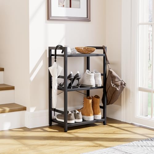 NUMENN 3 Tier Slim Bookshelf, Tall Freestanding Open Storage Bookcase, Black - color: Black, size: 3 Tier slim