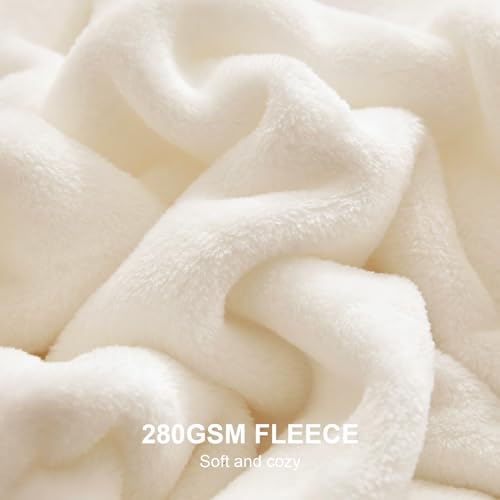Hansleep Full Beige Fleece Blanket, Soft Flannel Bed Blanket | Fuzzy Cozy Blanket 84x90 Inches, Multi-use for Bed, Sofa, Couch, Travel, Camping, All Season Warm Lightweight Cover - color: Beige, size: Full (84x90 Inches)