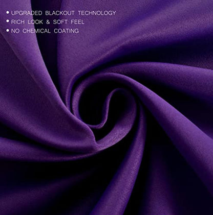 2 Panels Room Darkening Thermal Insulated Grommet Window Blackout Curtains for Bedroom 95 Inches Long Purple - color: Purple, size: 52"W x 95"L (Pack of 2)