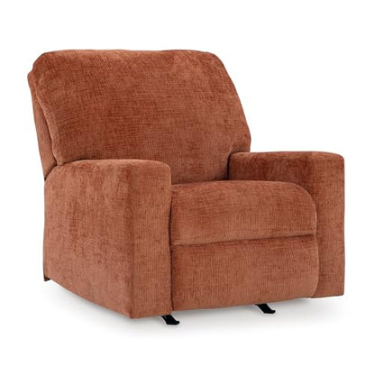 Signature Design by Ashley Aviemore Rocker Recliner, No Assembly Required | Plush manual rocker, Space-saving 12-in wall space, Durable metal-reinforced frame, 100% polyester chenille fabric - color: Spice, style: Recliner