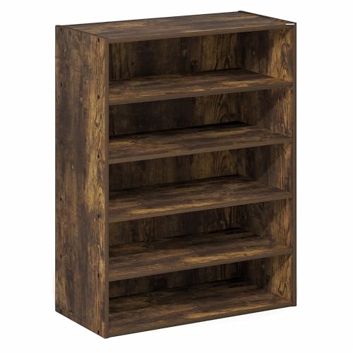 5-Tier Shoe Organizer, Stackable Shoe Rack, Shoe Storage, 11.4 x 24.2 x 31.5, for Office, Closet Entryway, Garage, Amber Pine - color: Amber Pine
